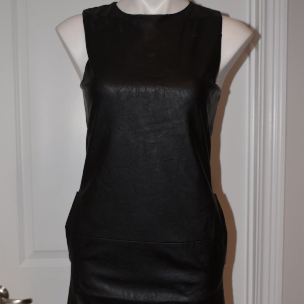 *BNWT& Faux leather dress w/pockets! CUTE!